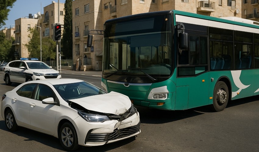 תאונת דרכים במעורבות אוטובוס (אילוסטרציה מבוססת בינה מלאכותית)