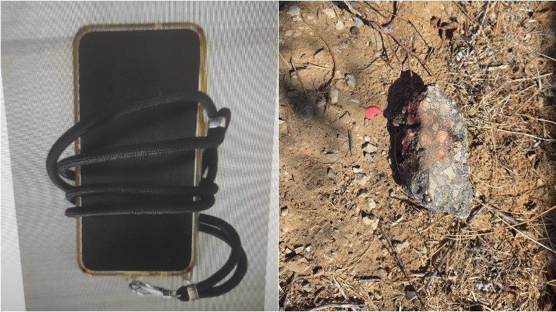 האבן איתה היכה בחשוד את הקורבן והטלפון שנשדד, משטרת מחוז ת"א